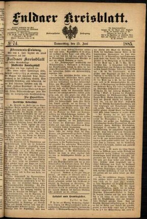 Ausgabe vom Donnerstag, den 25. Juni 1885.