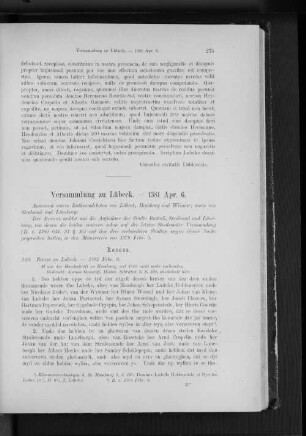 Versammlung zu Lübeck. - 1381 Apr. 6.