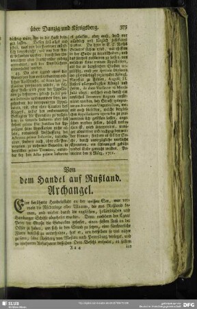Von dem Handel auf Rußland. Archangel