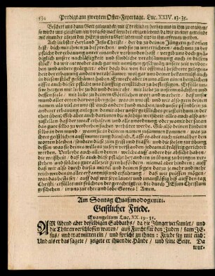 Am Sontag Quasimodogeniti. Geistlicher Friede