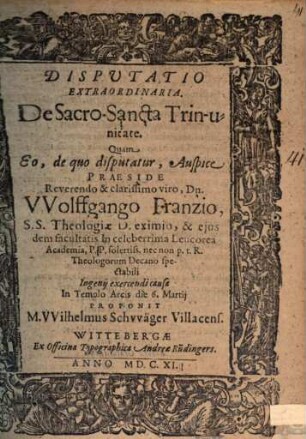 Disp. extraordinaria de sacro-sancta trin-unitate