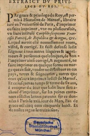 Compendiosa Epitome Commentariorum Francisci Patricii