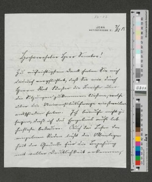Brief an Werner von Melle