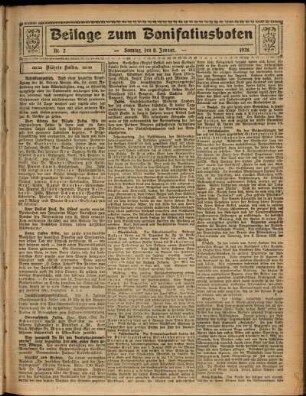 Zweite Ausgabe vom Sonntag, den 08. Januar 1928.