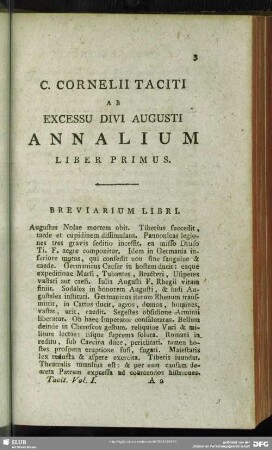 Ab Excessu Divi Augusti Annalium Liber Primus