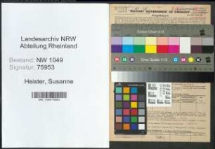 Entnazifizierung Susanne Heister , geb. 23.03.1900 (Krankenschwester)