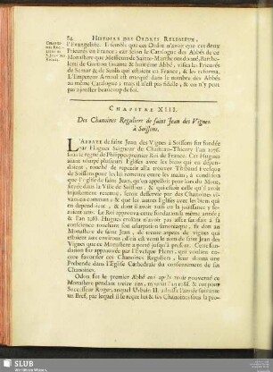 Chapitre XIII. De Chanoines Reguliers de saint Jean de Vignes à Soissons