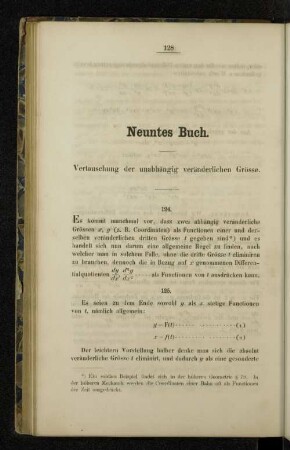 Neuntes Buch. Vertauschung der unabhängigen veränderlichen Grösse.