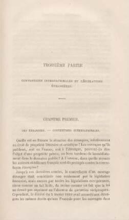 Chapitre premier. Des étrangers. - Conventinoes internationales