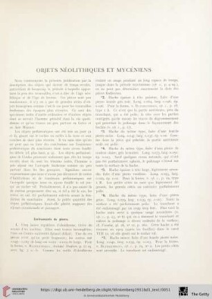 Objets néolithiques et mycéniens