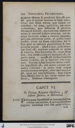 Caput VI. De Veritate Religionis Christianae, et falsitate Judaicae, ac Mahometanae.