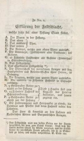 Zu No. 2 Erklärung der Feldschlacht