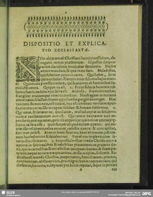 Dispositio Et Explicatio Ecclesiastae