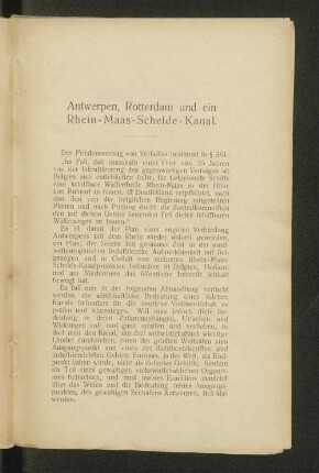 Antwerpen, Rotterdam und ein Rhein-Maas-Schelde-Kanal.