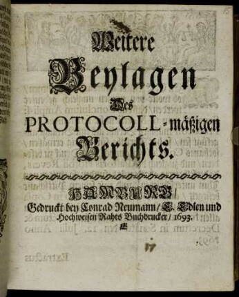 Weitere Beylagen Des Protocoll-mäßigen Berichts