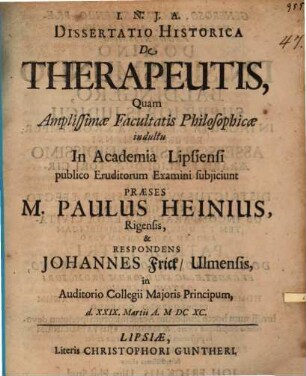 Dissertatio Historica De Therapeutis