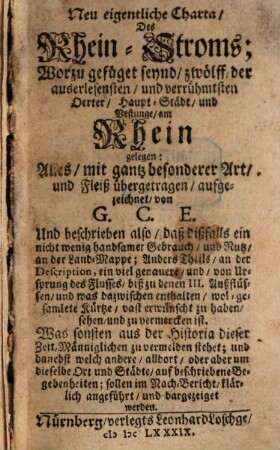 Neu eigentliche Charta des Rhein-Stroms