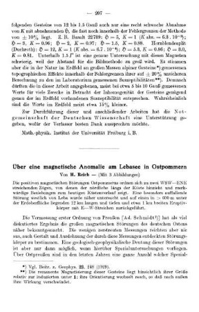 Über eine magnetische Anomalie am Lebasee in Ostpommern