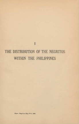 I. The distribution of the negritos within the Philippines