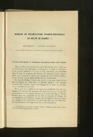 Mission de delimitation Franco-Espagnole du Glofe de Guinee