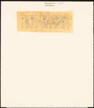 Grab bei Eski Djouma, Thessaloniki: Durchzeichnung: Ansicht Fries mit Fabeltiermotiven, jetzt Fontäne, nach Charles Texier und Richard P. Pullan, S. 1 und 115