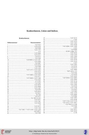 Konkordanzen, Listen und Indices