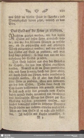 Das Gold auf die Feine zu probiren