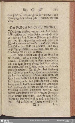 Das Gold auf die Feine zu probiren