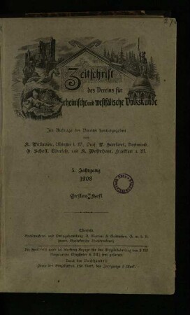 Zeitschrift des Vereins für Rheinische Westfälische Volkskunde / 5. Jahrgang 1908