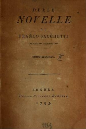 Delle Novelle Di Francesco Sacchetti Cittadino Fiorentino, 2