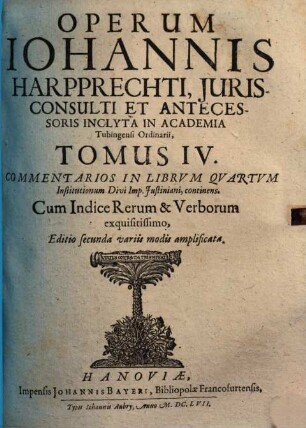 In quatuor libros Institutionum iuris civilis Iustiniani com[m]entaria, 4