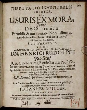 Disputatio Inauguralis Iuridica, De Usuris Ex Mora