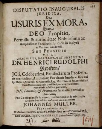 Disputatio Inauguralis Iuridica, De Usuris Ex Mora