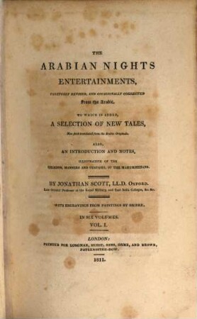 The arabian nights entertainments. 1