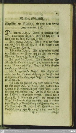 Fünfter Abschnitt. Anzeichen des Wetters, die von dem Nebel hergenommen sind