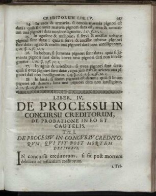 Liber IV. De Processu In Concursu Creditorum, De Probatione In Eo Et Cautelis.