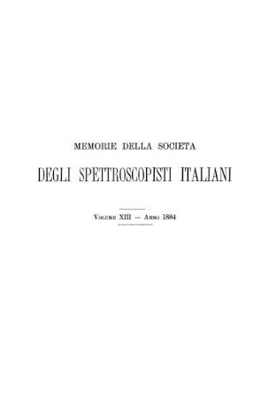13: Memorie della Società degli Spettroscopisti Italiani