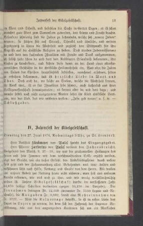 IV. Jahresfest der Bibelgesellschaft
