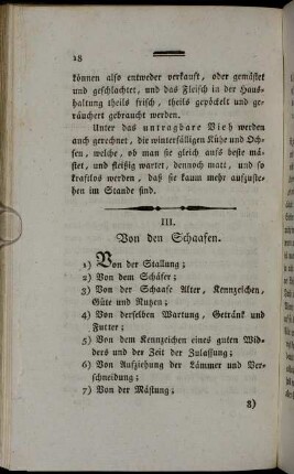 III. Von den Schaafen.