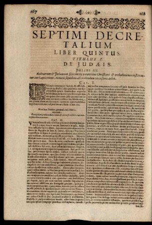 Septimi Decretalium Liber Quintus.