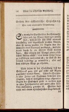 [Ueber die ästhetische Erziehung.]