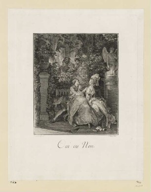 Oui ou Non, Blatt 19 der Folge "Suites d'Estampes pour servier a l'Histoire du Costume en France dans le Dix-Huitième Siècle"