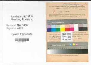 Entnazifizierung Esmeralda Seyler , geb. 17.10.1894 (Bueroangestellte)
