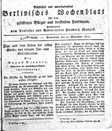 456stes Stueck, Sonnabend, den 27. September 1817