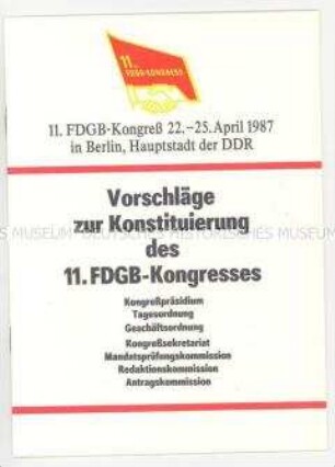 Broschüre zur Konstituierung des 11. FDGB-Kongresses