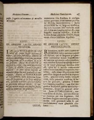 LXXXI. De Origine Lactis, Opinio Veterum. / LXXXI. De Origine Lactis, Opinio Neotericorum. - CXX. Contraria, An Contrariis Curentur, Opinio Veterum. / CXX. Contraria, An Contrariis Curentur, Opinio Neotericorum.