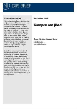 Kampen om jihad : Kan al-Quedas budskaber imødegås vha. intern jihadistisk polemik?