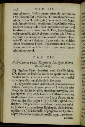 Cap. XIX. Valerianam Fidei Regulam Ecclesiæ Romanæ inutilem esse.