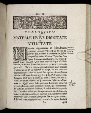 Præloquium De Materiæ Huius Dignitate Et Utilitate.