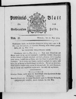 Num. 21, Ausgabe vom 26. Mai 1819
